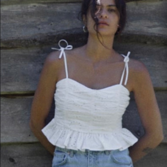 Zara open work embroidered tank top white NWT - Picture 1 of 4